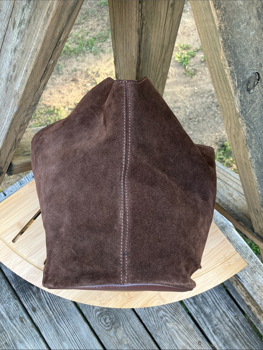 Viola Castellani Brown Suede Hobo Bag Leather Italy NWT - Picture 7 of 16